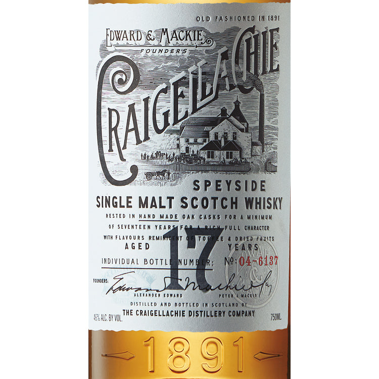 Craigellachie Single Malt Scotch Craigellachie 17 Year 17 Yr 92 - 750ML - Front Label