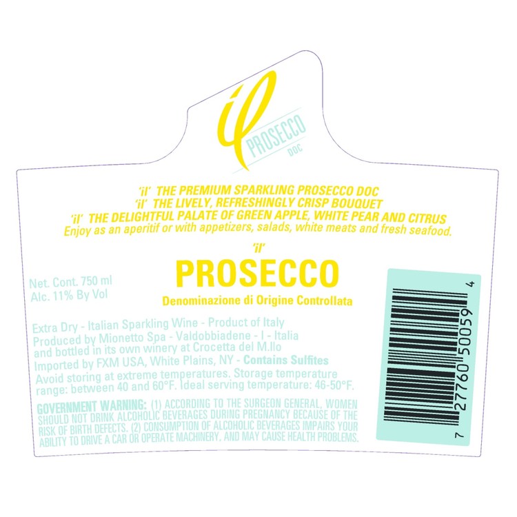 Il Prosecco - 750ML - Back Label
