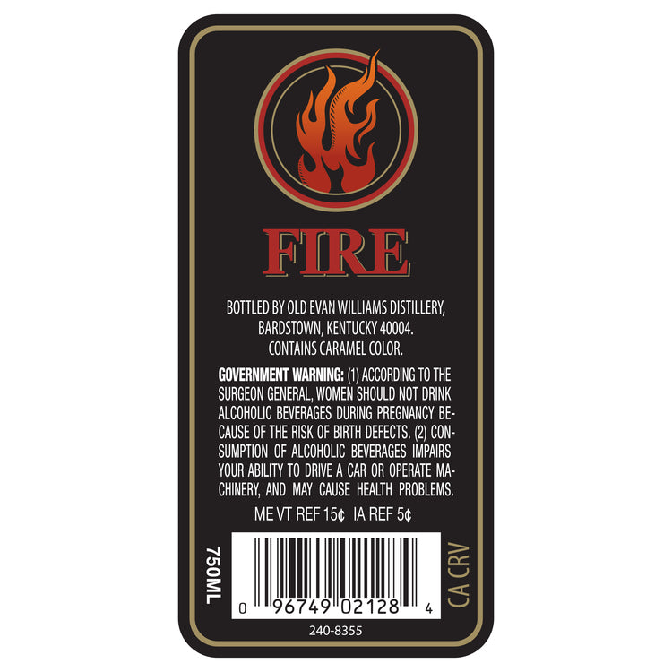 Evan Williams Cinnamon Whiskey Liqueur Fire 65 - 750ML - Back Label