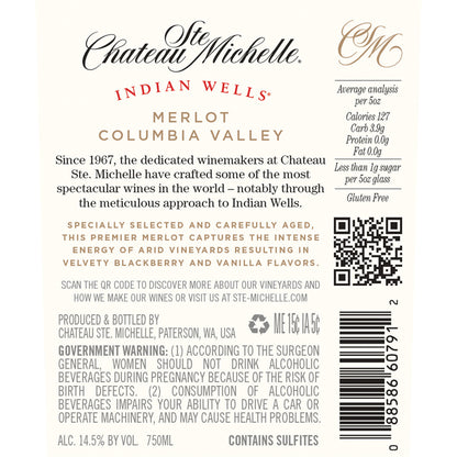 Chateau Ste. Michelle Merlot Indian Wells Columbia Valley 2022 - 750ML