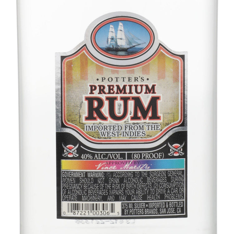 Potter's Light White Rum 80 - 375ML - Front Label