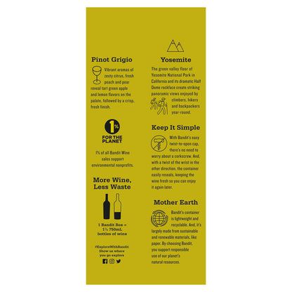 Bandit Pinot Grigio California - 1.0L - Back Label