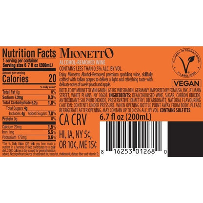 Mionetto White Wine Alcohol Free - 200ML - Back Label