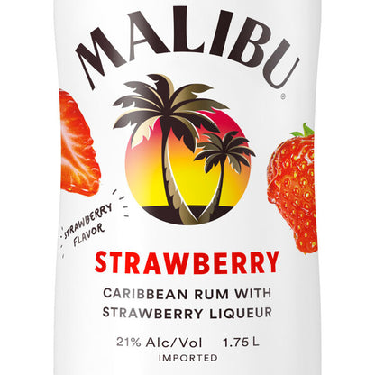 Malibu Strawberry Flavored Rum 42 - 1.75L - Front Label