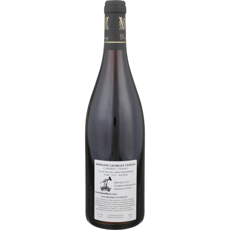 Georges Vernay Syrah Sainte-Agathe Collines Rhodaniennes 2019 - 750ML - Back
