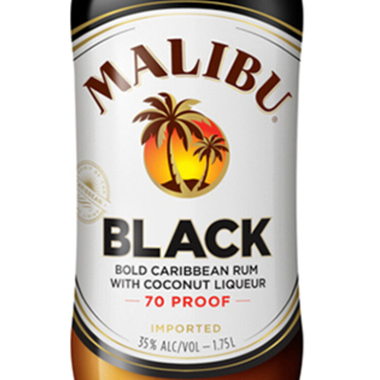 Malibu Coconut Flavored Rum Black 70 - 1.75L - Front Label