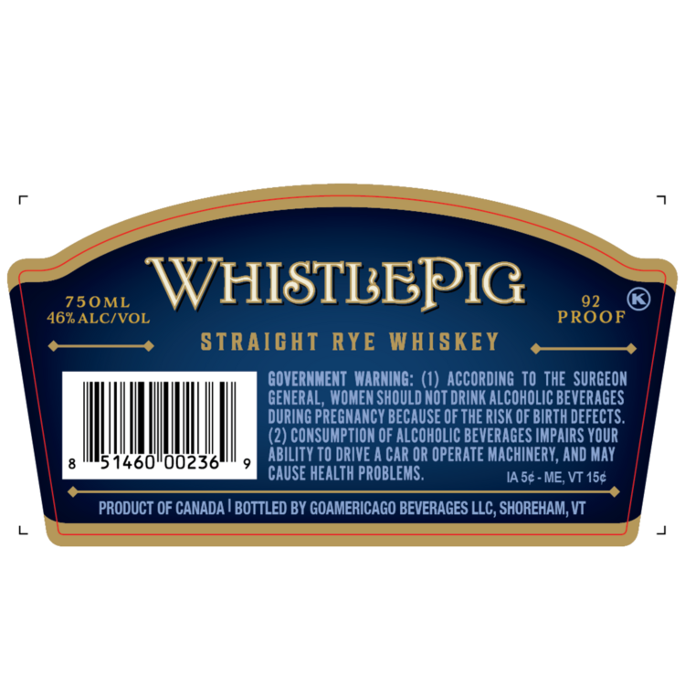 Whistlepig Straight Rye Whiskey Finished In Vermont Estate Oak 15 Yr 9 - 750ML - Back Label