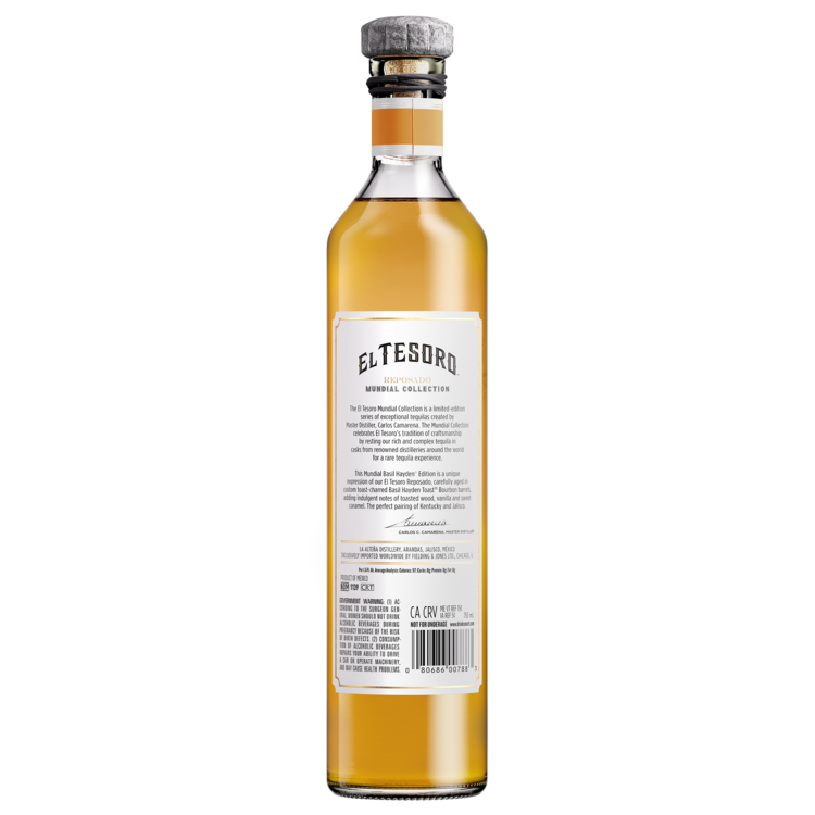 El Tesoro Tequila Reposado Mundial Collection Basil Hayden Toast 80 - 750ML - Back