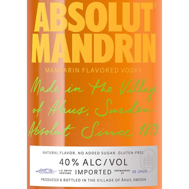 Absolut Orange Flavored Vodka Mandrin 80 - 750ML - Front Label