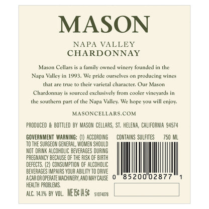Mason Cellars Chardonnay Napa Valley 2022 - 750ML - Back Label
