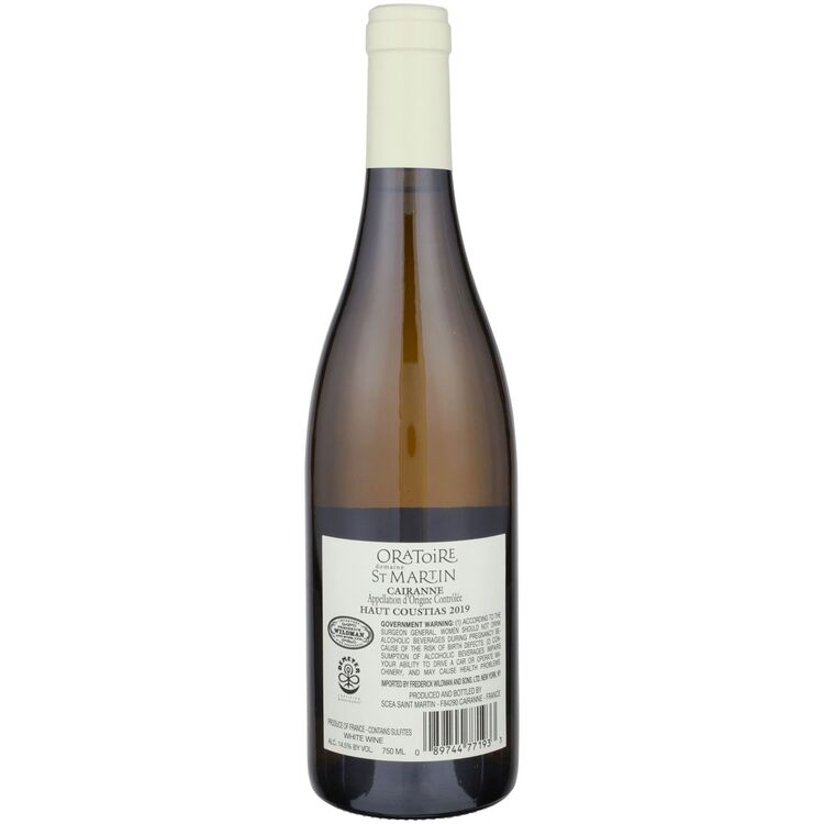 Oratoire St Martin Cairanne Blanc Haut Coustias 2019 - 750ML - Back