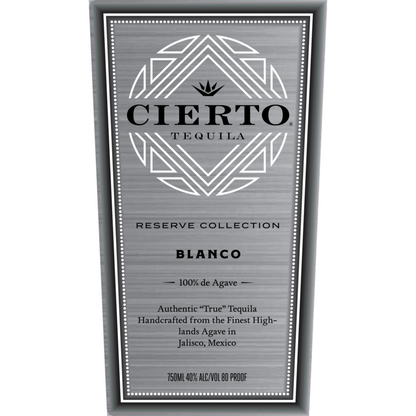 Cierto Tequila Reserve Collection Blanco 80 - 750ML