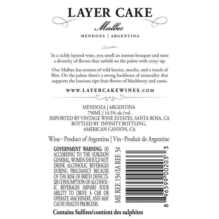 Layer Cake Malbec Mendoza - 750ML - Back