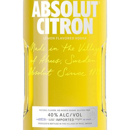 Absolut Lemon Flavored Vodka Citron 80 - 1.75L - Front Label