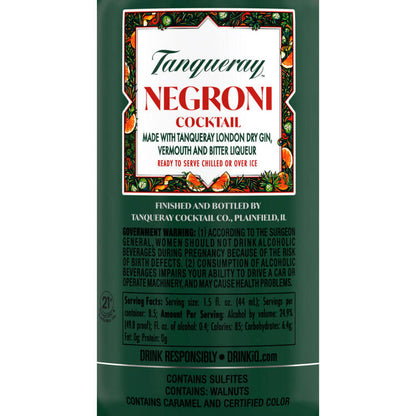 Tanqueray Cocktail Negroni Collection 49.8 - 375ML - Back Label