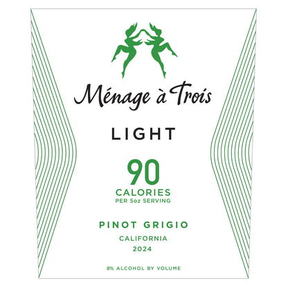 Menage A Trois Pinot Grigio Light California - 750ML - Front Label