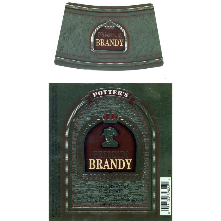 Potter's Brandy 80 - 1.0L - Front Label