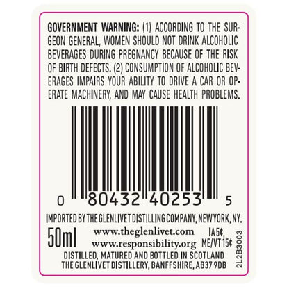 The Glenlivet Single Malt Scotch 12 Yr 80 - 50ML - Back Label