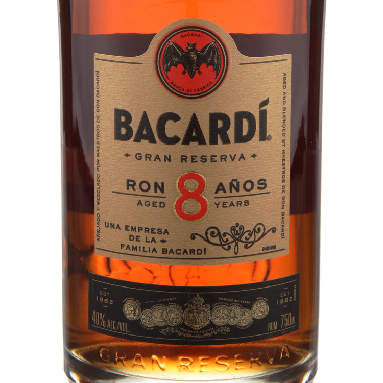 Bacardi Aged Rum Rare Gold Reserva Ocho 8 Yr 80 - 750ML - Front Label