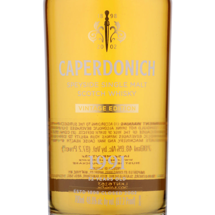 Caperdonich Single Malt Scotch Secret Speyside 1991 32 Yr 97.2 - 700ML - Front Label