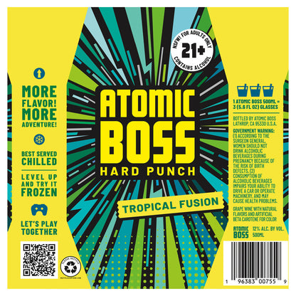 Atomic Boss Hard Punch Tropical Fusion Wine Based Cocktail - 500ML - Back Label
