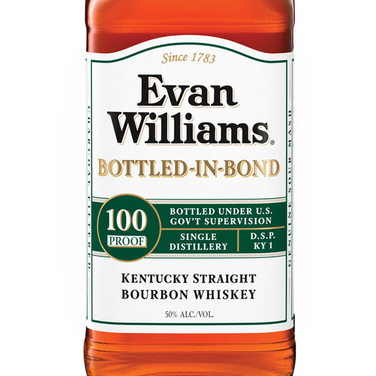 Evan Williams Straight Bourbon White Label Bottled In Bond 100 - 1.0L - Front Label
