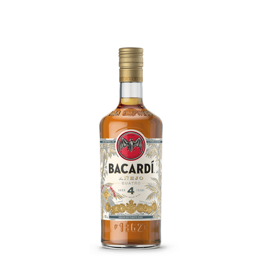 Bacardi Aged Rum Anejo Cuatro 4 Yr 80 - 750ML - Front