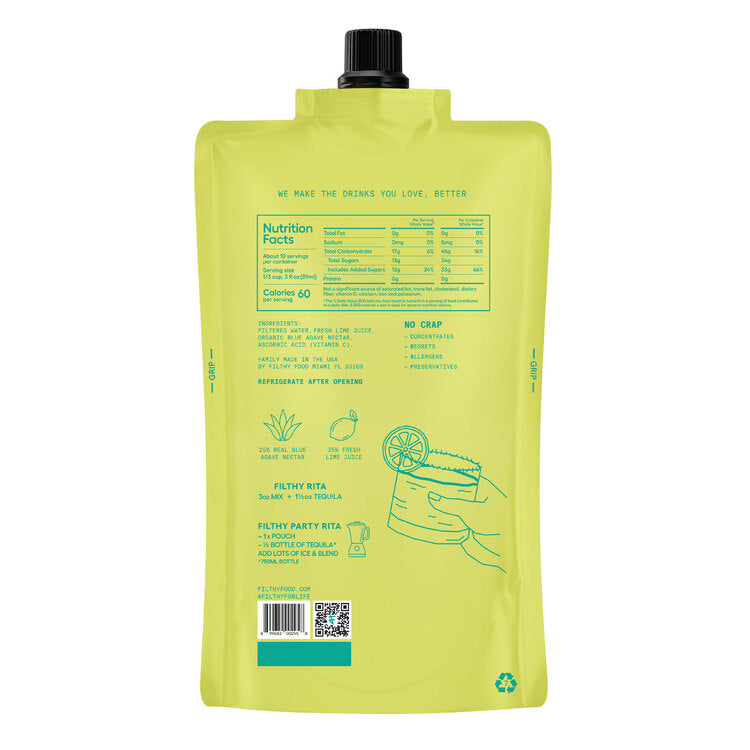 Filthy Margarita Mix Pouch - 32 Z - Back