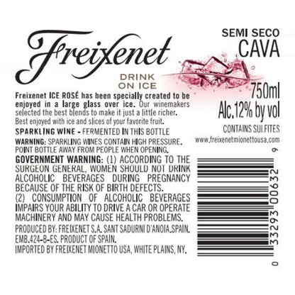 Freixenet Cava Semi Seco Ice Rose - 750ML - Back Label