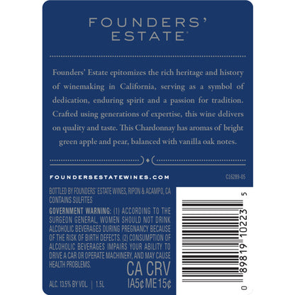 Beringer Founders' Estate Chardonnay California - 1.5L - Back Label