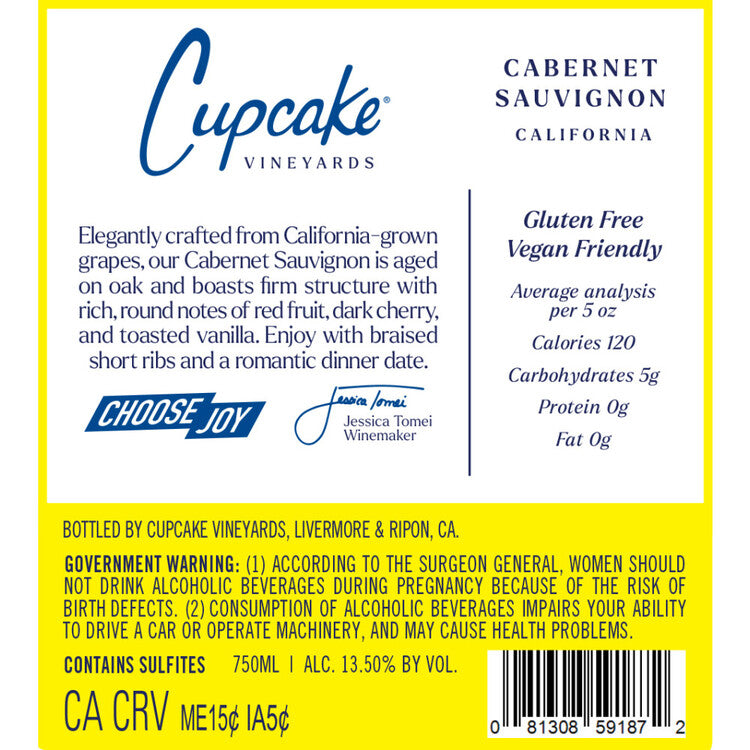 Cupcake Vineyards Cabernet Sauvignon Central Coast - 750ML - Back