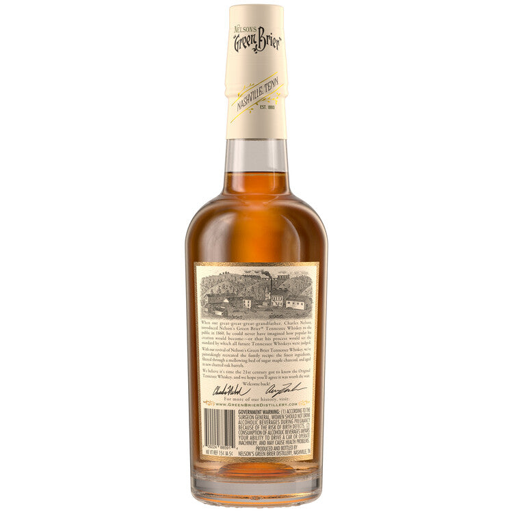Nelson's Green Brier Tennessee Whiskey Hand Made Sour Mash 91 - 375ML - Back