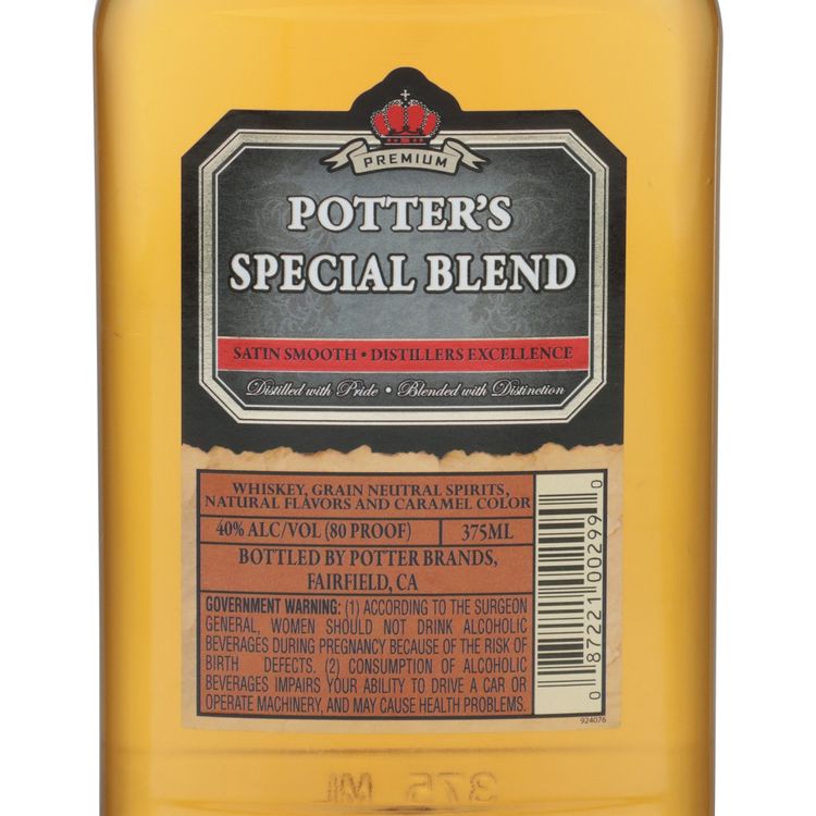 Potter's Blended American Whiskey Special Blend 80 - 375ML - Front Label