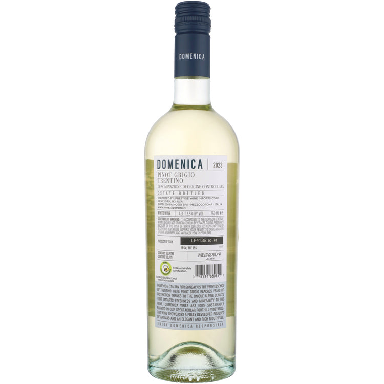 Mezzacorona Pinot Grigio Domenica Trentino - 750ML - Back