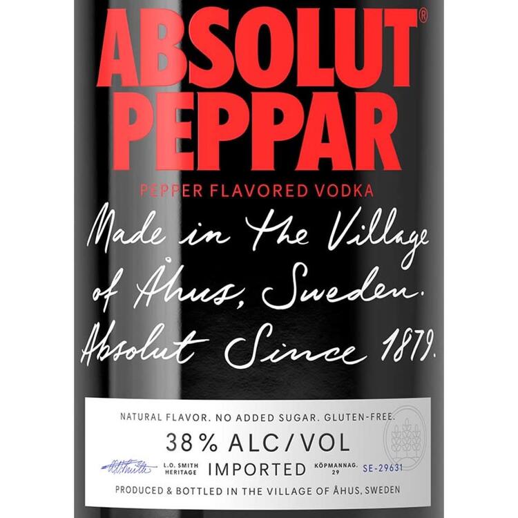 Absolut Chili Pepper Flavored Vodka Peppar 76 - 750ML - Front Label