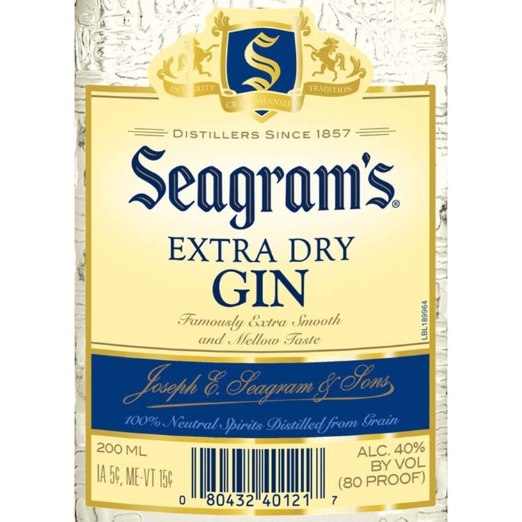 Seagram's Extra Dry Gin 80 - 200ML - Front Label