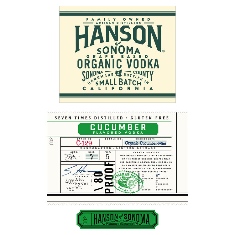Hanson Of Sonoma Cucumber Flavored Vodka Small Batch 80 - 750ML