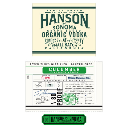 Hanson Of Sonoma Cucumber Flavored Vodka Small Batch 80 - 750ML