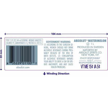Absolut Watermelon Flavored Vodka 76 - 1.0L