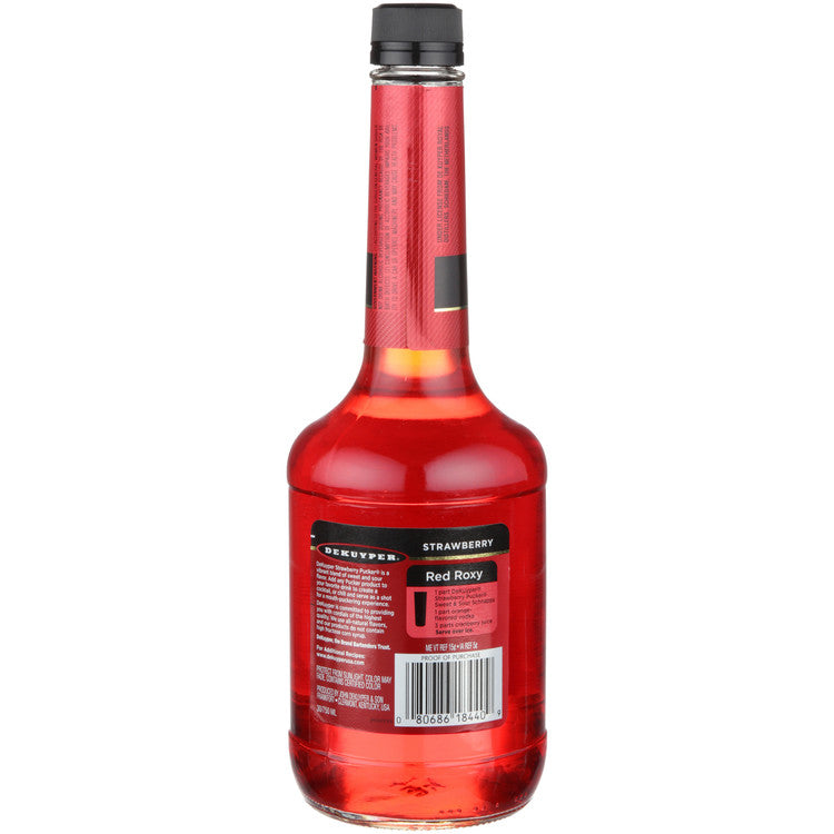 Dekuyper Sour Strawberry Schnapps Pucker 30 - 750ML - Back