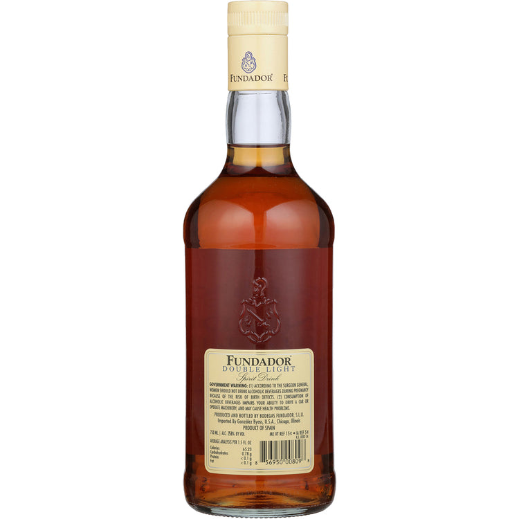 Fundador Brandy De Jerez Solera Double Light 51.6 - 750ML - Back