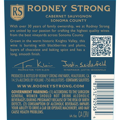 Rodney Strong Cabernet Sauvignon Limited Blue Label Knights Valley 202 - 750ML