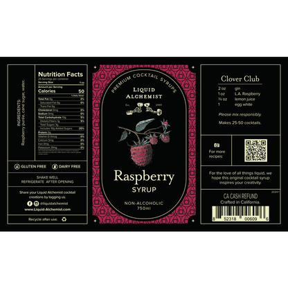 Liquid Alchemist Raspberry Syrup - 750ML - Front Label
