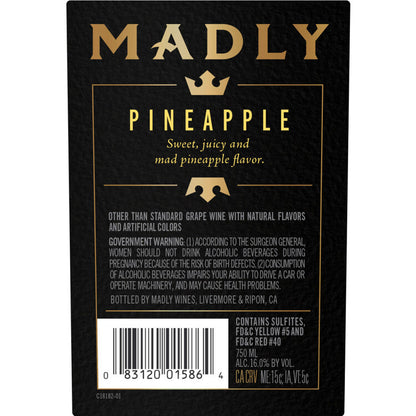 Madly Pineapple Flavored Wine - 750ML - Back