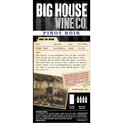 Big House Pinot Noir Nucky Johnson Bootleggers Series California - 3.0L