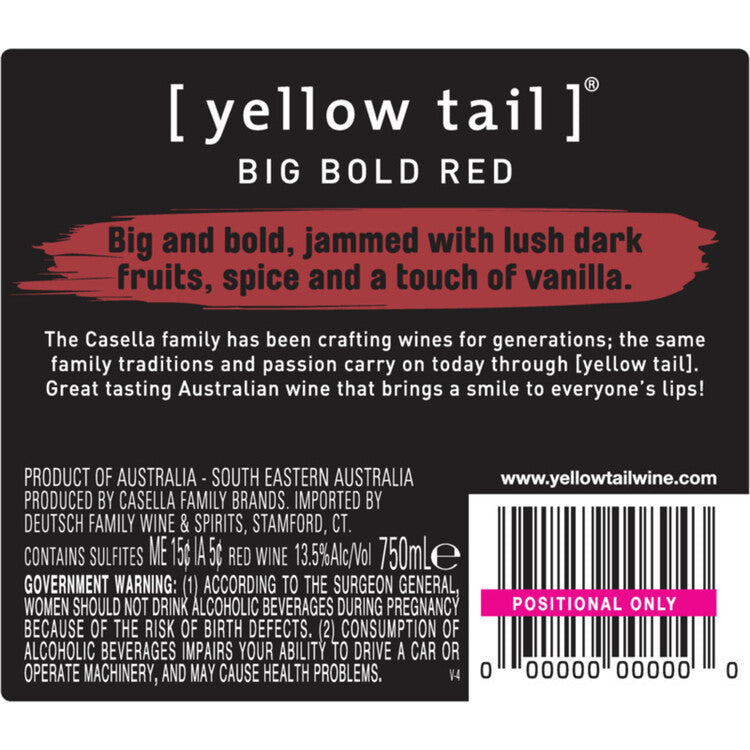 Yellow Tail Big Bold Red South Eastern Australia - 750ML