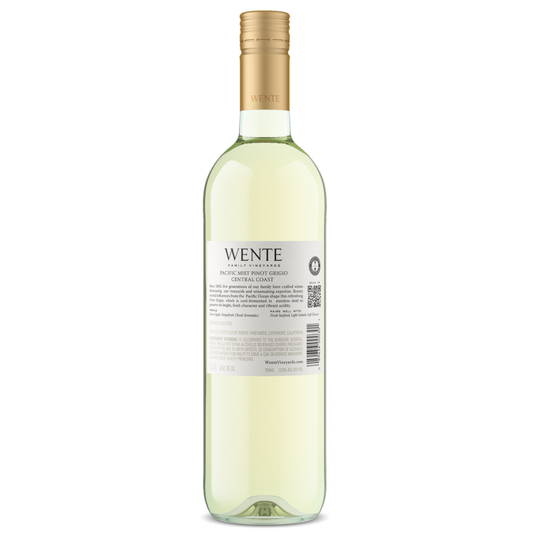 Wente Vineyards Pinot Grigio Pacific Mist Central Coast - 750ML - Back