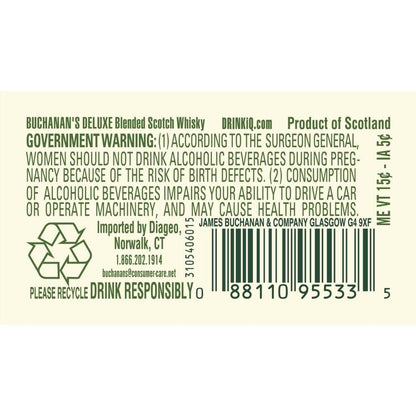 Buchanan's Blended Scotch Deluxe 12 Yr 80 - 375ML - Back Label