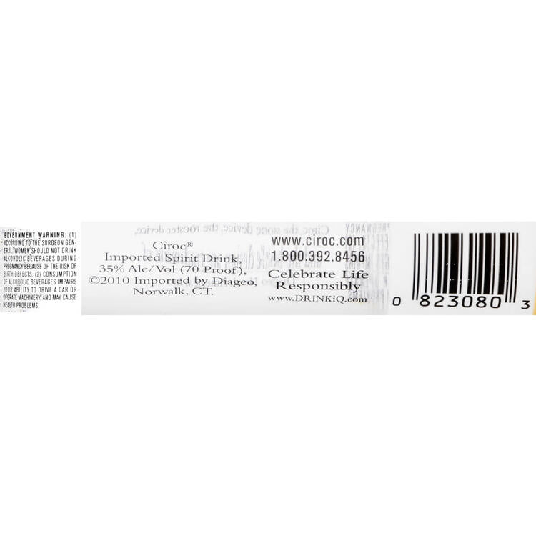 Ciroc Peach Flavored Vodka 70 - 50ML - Back Label