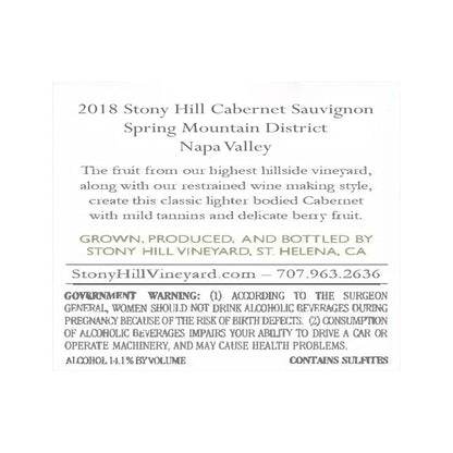 Stony Hill Cabernet Sauvignon Spring Mountain District 2018 Wood Box - 750ML